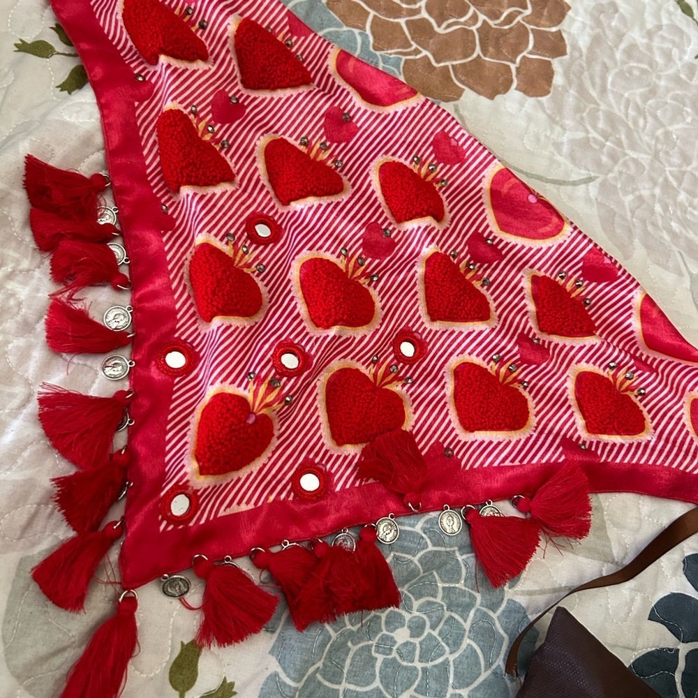 Satin Large Square Scarves (heart Patterns)